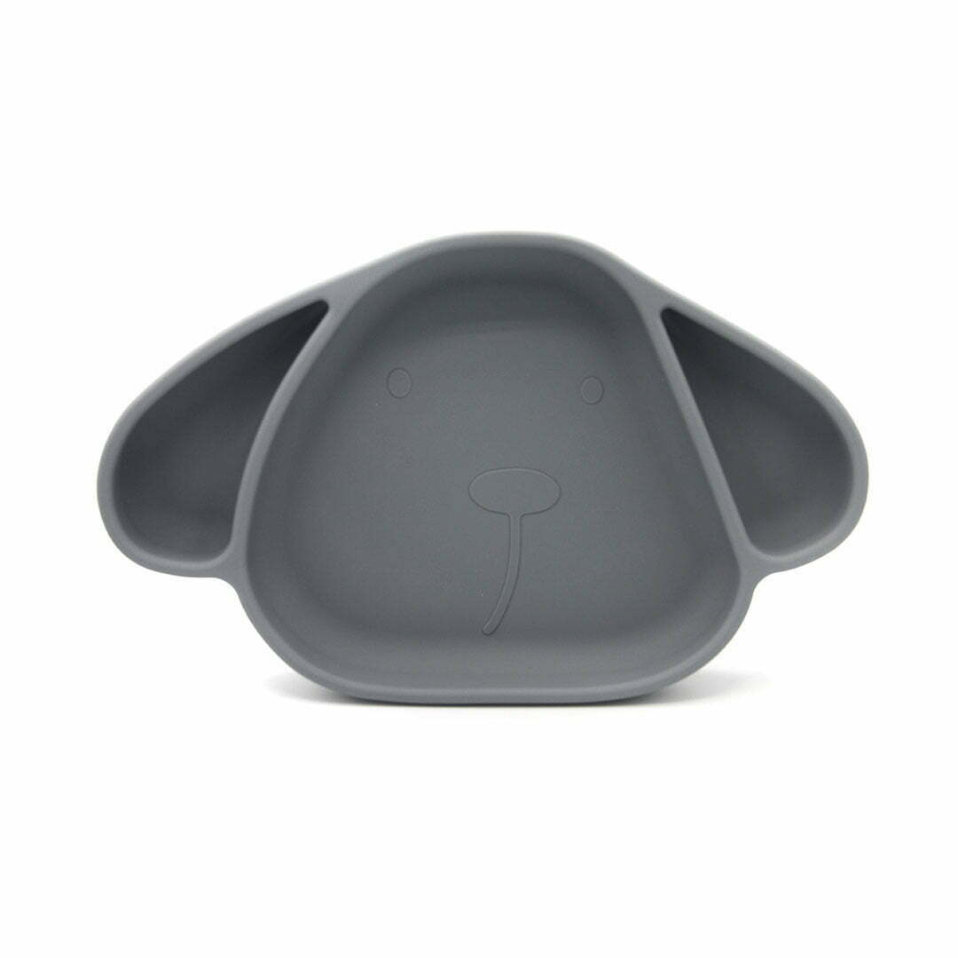 Silicon Plate with Suction Base Milo Storm Grey from The Cotton Cloud