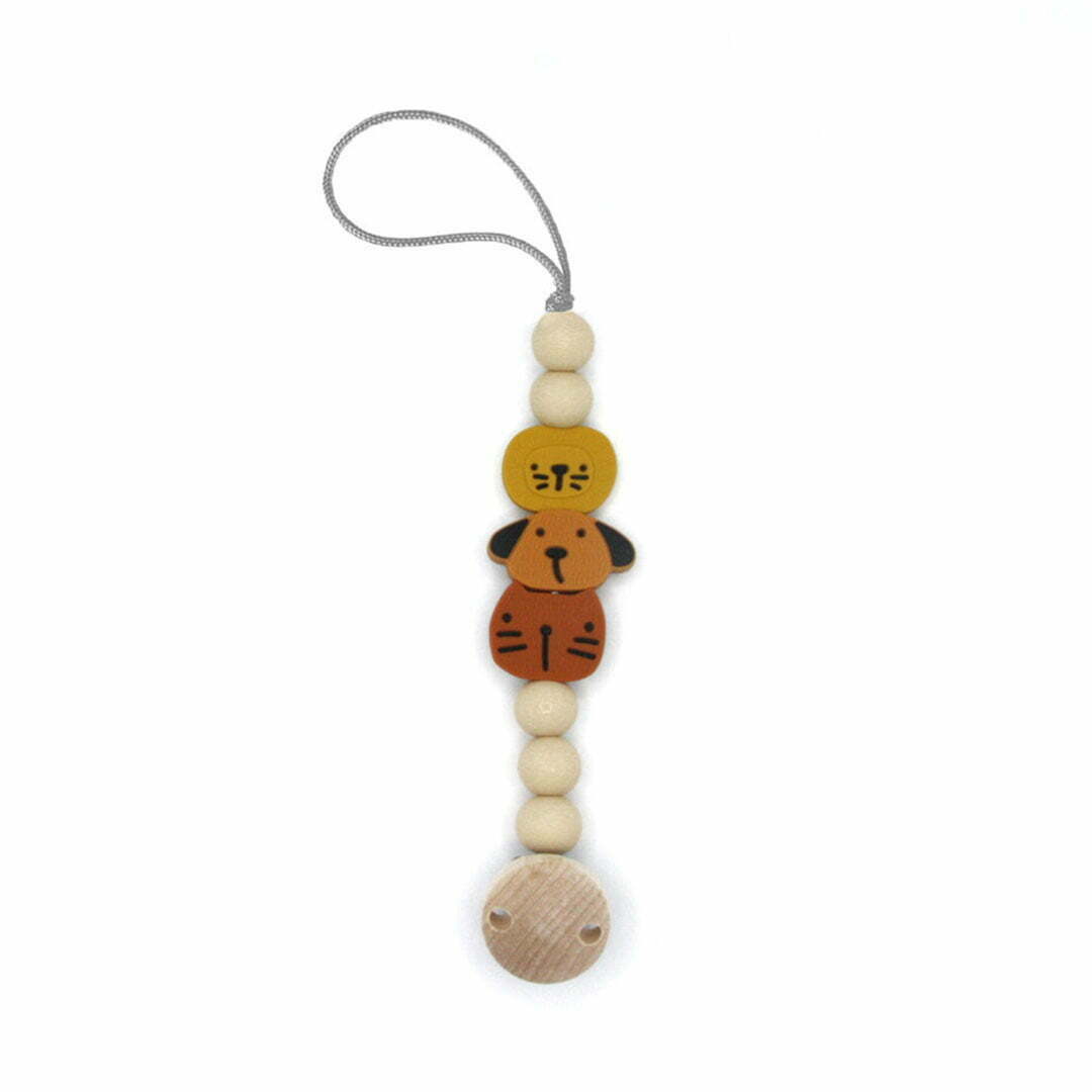 The Cotton Cloud Silicon Pacifier Clip Animal rust