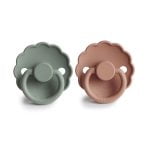 Silicone Daisy Pacifiers 2 Pack in Lily Pad and Rose Gold from FRIGG