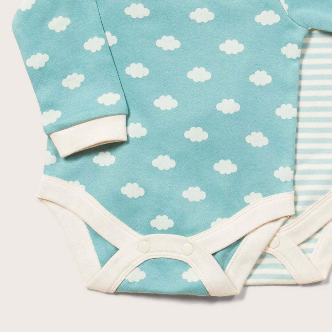 Organic baby bodysuit 2 pack in fluffy cloud from little green radicals