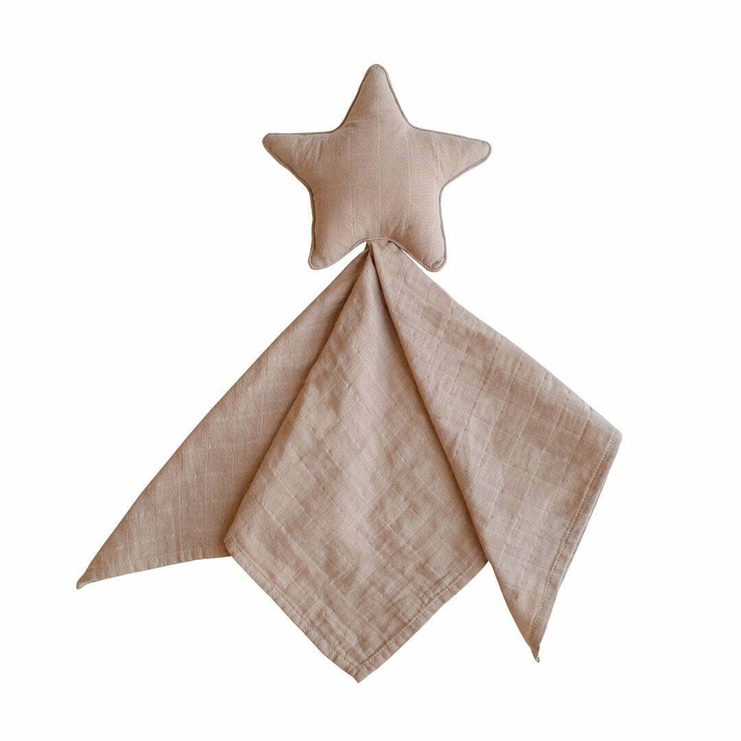 organic lovey blanket muslin star in natural from mushie