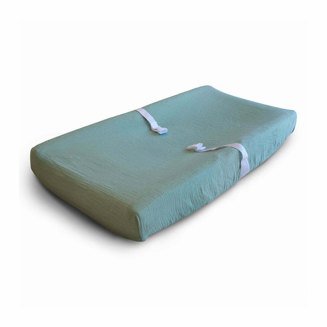 baby changing pad cover in roman green from mushie