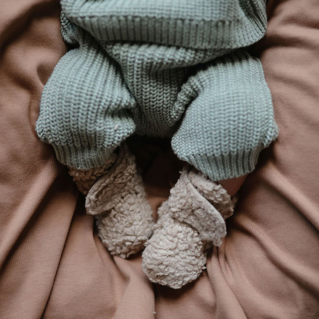 organic Cozy Baby Booties in Oatmeal from Mushie