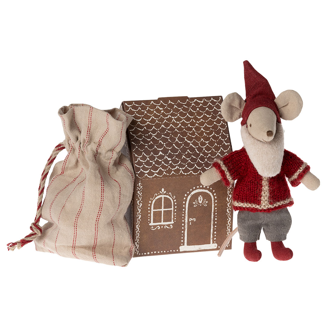Santa Mouse with bag and house from maileg